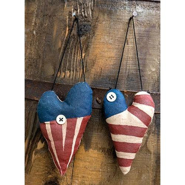 Americana Heart Ornament 2 asstd - The Fox Decor